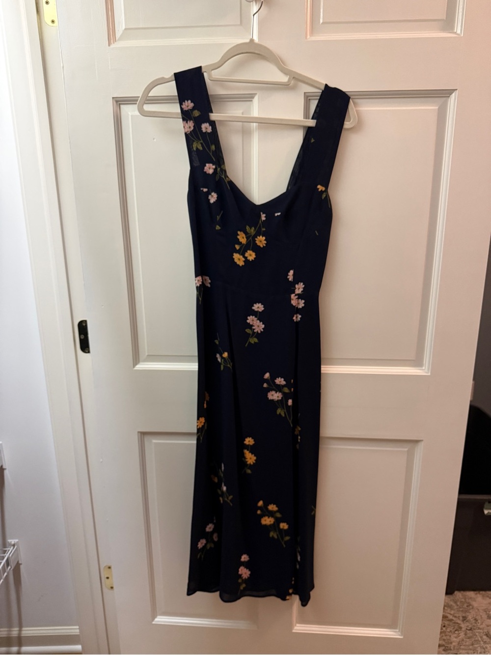 Reformation Fulton Navy Floral Midi Dress